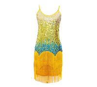 Femme Robe De Danse Latine Jupe À Frange Jaune Taille Unique