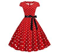 Femme Robe de Soirée Chic Jointif avec Ceinture Vintage rétro année 50s pin-up Rockabilly Swing à Pois San Manche Chic Et Glamour Robe de Cocktail Fête Cérémonie