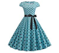 Femme Robe de Soirée Chic Jointif avec Ceinture Vintage rétro année 50s pin-up Rockabilly Swing à Pois San Manche Chic Et Glamour Robe de Cocktail Fête Cérémonie