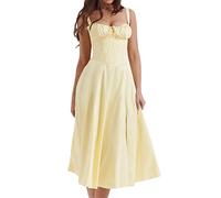 Femme Robe d'été à fleurs Corset Fleurs Robe portefeuille Sans manches Bretelles spaghetti Slim Fit Bouton bas Robe à fleurs A-Line Vacances Plage Mariage Robe Boho Ethnique Robe à volants Sortie