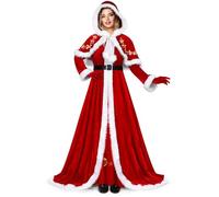 Femme Robe Mère Noël Père Costume, en Velours Manches Longues Déguisement Lutin, Elfe de Noël Costume, Santa Claus Robe Robe Fête Soirée Elegante, Costume Miss Santa, S-XXXL B,3XL