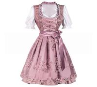 Femme Robe Traditionelle de Bavière Allemande Costume Sexy Robe à Carreaux Manches Courtes Robe Dirndl jusqu'aux Genoux Bavière Vêtements Halloween Déguisement Tenue (A#4-A, L)