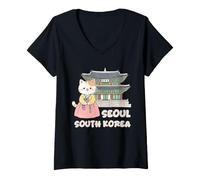 Femme Robe Traditionnelle coréenne Hanbok de Séoul en Corée du Sud T-Shirt avec Col en V