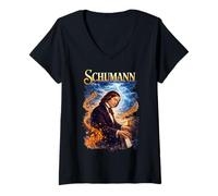 Femme Robert Schumann Compositeur T-Shirt avec Col en V