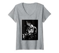 Femme Robert Smith of The Cure Live 1982 par David Corio T-Shirt avec Col en V
