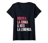 Femme Roberta La Donna Il Mito La Leggenda Festa di Compleanno T-Shirt avec Col en V