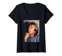 Femme Robin Gibb Bee Gees Staying Alive Singer par Virginia Turbett T-Shirt avec Col en V