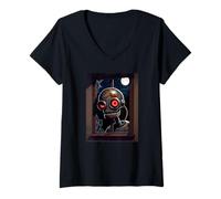 Femme Robot Peeping Tom T-Shirt avec Col en V