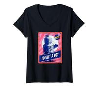 Femme Robot Vintage, I am not a bot, Technik Gamer T-Shirt avec Col en V