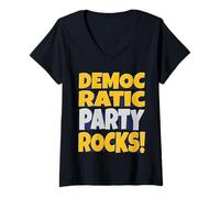 Femme Roches du parti démocratique - Fierté patriotique et progrès T-Shirt avec Col en V