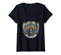 Femme Rock And Roll Guitar Rock Band Country Music Guitar Musician T-Shirt avec Col en V