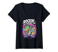 Femme Rock AUTISM ROCKIN' TO DIFFERENT SPECTRUM TUNE Dad Peace T-Shirt avec Col en V
