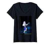 Femme Rock Guitar Solo Live on Stage avec Les amplis Marshall T-Shirt avec Col en V