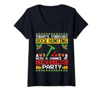 Femme Rock Hunting Christmas Party Rock Hunter Xmas Ugly Style T-Shirt avec Col en V