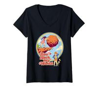 Femme Rock My World Valentine Sarcastic Vintage Funny Adult Humor T-Shirt avec Col en V