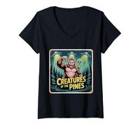 Femme Rock on Forest Beast Space Pal UfoSfiel Apparel Funny Alien T-Shirt avec Col en V