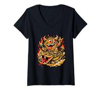 Femme Rock on Happy Venom - Snake Monster T-Shirt avec Col en V