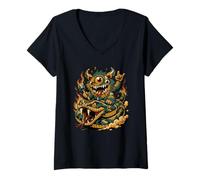 Femme Rock on Happy Venom - Snake Monster T-Shirt avec Col en V