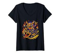 Femme Rock on Happy Venom - Snake Monster T-Shirt avec Col en V