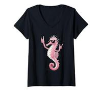Femme Rock on Seahorse Cool Lunettes de Soleil Attitude T-Shirt avec Col en V