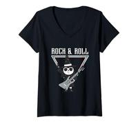 Femme Rock & Roll Squelette Magicien Style Halloween T-Shirt avec Col en V