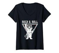 Femme Rock & Roll Tiger Cool Retro Vibes T-Shirt avec Col en V