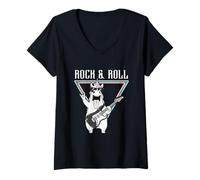 Femme Rock & Roll Unicorn Guitare Fun T-Shirt avec Col en V
