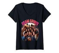 Femme Rock & Roll Votre Style de Vie sain avec l'esprit d'équipe All in T-Shirt avec Col en V