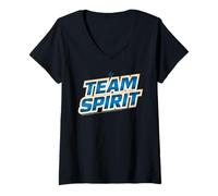 Femme Rock & Roll Your Healthy Life Style Team Spirit Bleu Doré T-Shirt avec Col en V