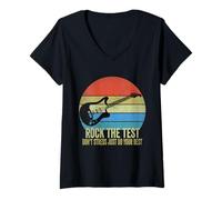 Femme Rock The Test Dont Stress Test Day Funny Testing Day Profesor T-Shirt avec Col en V