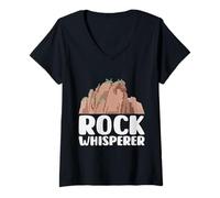 Femme Rock Whisperer Motif géologie d'escalade T-Shirt avec Col en V
