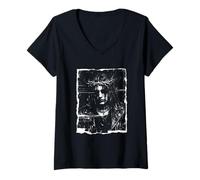 Femme Rocker Gothique avec Couronne d'épines T-Shirt avec Col en V