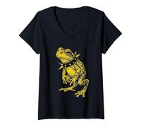 Femme Rocker Toad Punk Metal Rock and Roll Music Frog T-Shirt avec Col en V