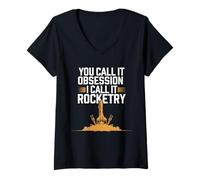 Femme Rocket Launch Day Model Rocket Club STEM Hobby Space T-Shirt avec Col en V