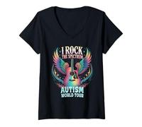 Femme Rockin' Autism I ROCK THE SPECTRUM Dad Stimming Kindness T-Shirt avec Col en V
