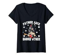Femme Rockin Dad for Bass Guitar Player Funny Fathers Day GNOME T-Shirt avec Col en V