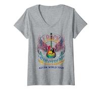 Femme Rockin' I Rock The Spectrum Autisme et Droits inclusifs pour Les mères T-Shirt avec Col en V