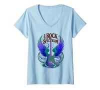 Femme Rockin' I ROCK THE SPECTRUM Autisme, mère, force autistique T-Shirt avec Col en V