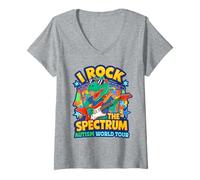 Femme Rockin' I ROCK THE SPECTRUM | Sensibilisation mondiale à l'autisme, maman et papa T-Shirt avec Col en V