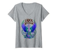 Femme Rockin' I Rock The Spectrum Support pour maman sensibilisation à l'autisme T-Shirt avec Col en V