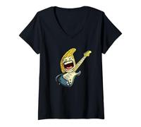 Femme Rock'n Roll Cob de maïs avec costume de guitare électrique cool T-Shirt avec Col en V