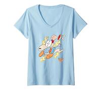 Femme Rocko's Modern Life Funny Face T-Shirt avec Col en V