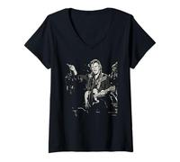 Femme Rockpile Dave Edmunds Je t'entends Frapper par Dick Barnatt T-Shirt avec Col en V