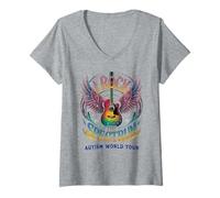 Femme Rockstar I Rock The Spectrum Famille de sensibilisation à l'autisme T-Shirt avec Col en V