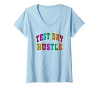 Femme Rockstar Test Day Hustle Teste Le Mode Enseignant sur Les Sciences T-Shirt avec Col en V