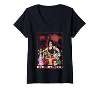 Femme Rocky Horror Show Frank N Furter & Co Texte japonais T-Shirt avec Col en V