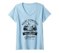 Femme Rocky Mountains Colorado Heaven on Earth Design Vieilli T-Shirt avec Col en V