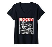 Femme Rocky Savage Punch Apollo Creed Fight Vintage Panel T-Shirt avec Col en V