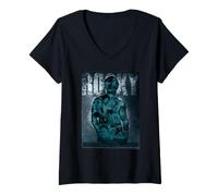 Femme Rocky Silhouette Blues T-Shirt avec Col en V