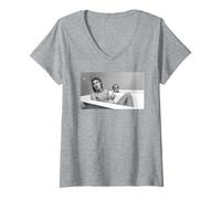 Femme Rod Stewart & Elton John ayant Un Bain Watford Grounds Faces T-Shirt avec Col en V